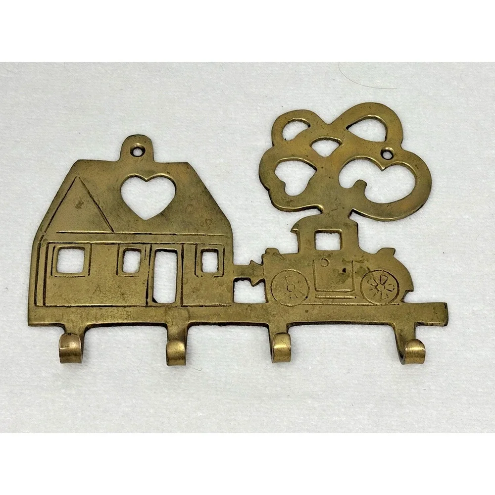 Vintage Brass HOME Family Key Holder Hanger 6 Inches Across‎